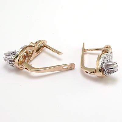 Russian Vintage Style diamond earrings 585 14k