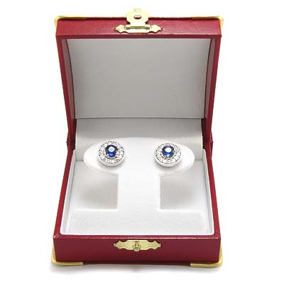 14k Gold Sapphire Diamond Stud Earrings