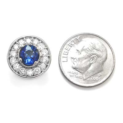 14k Gold Sapphire Diamond Stud Earrings