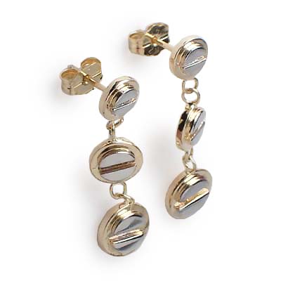 14k Two-Tone Gold Design screw type Drop earrings