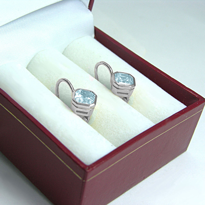 Russian Style Aquamarine Earrings 14k Gold