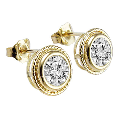 14k Yellow Gold Lab Grown Diamond Stud Earrings