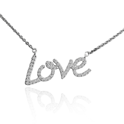 14k Gold Genuine Diamond Love Cable Chain Necklace