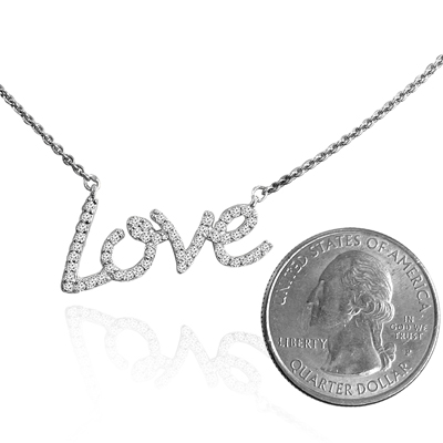 14k Gold Genuine Diamond Love Cable Chain Necklace