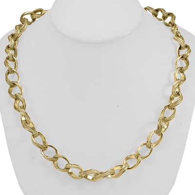 14k Gold Design Link Chain Necklace