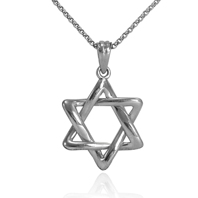 Platinum Jewish Star of David Pendant with Chain