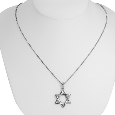 Platinum Jewish Star of David Pendant with Chain