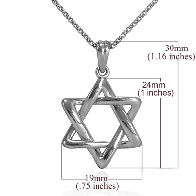 Platinum Jewish Star of David Pendant with Chain