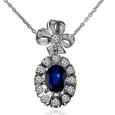 14K Gold Sapphire Diamond Russian Style Pendant