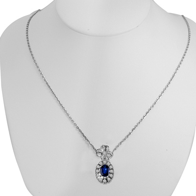14K Gold Sapphire Diamond Russian Style Pendant