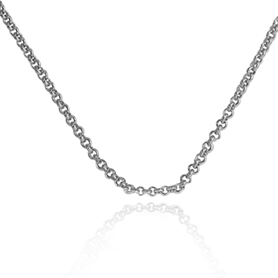 14k Solid White Gold Cable Chain 18"