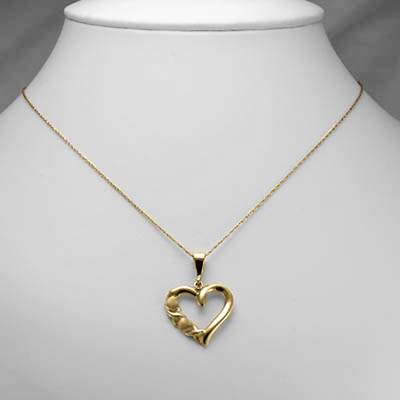 14k Solid Yellow Gold Heart X O Shaped Necklace