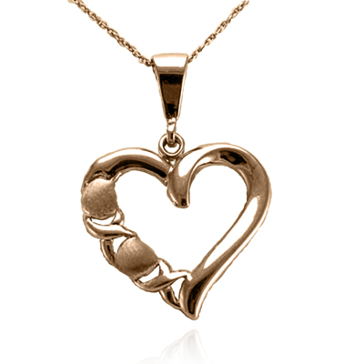 14k Gold Heart X O Shaped Necklace with GOLD Chain