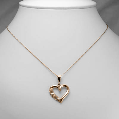 14k Gold Heart X O Shaped Necklace with GOLD Chain