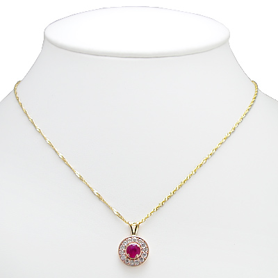 14k Gold Diamond and Ruby Pendant