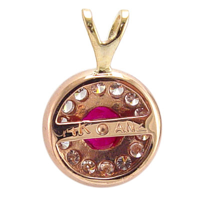 14k Gold Diamond and Ruby Pendant