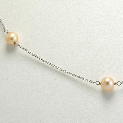 14k Gold Pearl Chain Necklace