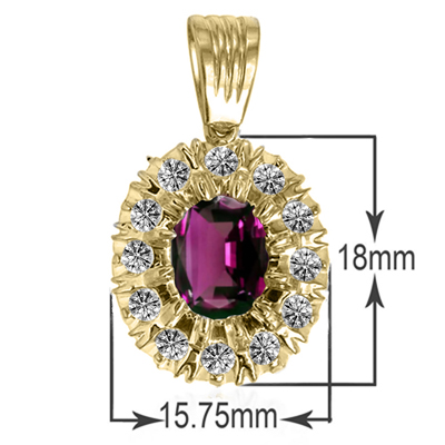 14K Rhodolite Garnet Lab Grown Diamond Pendant