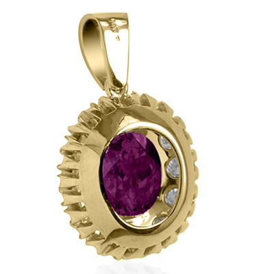 14K Rhodolite Garnet Lab Grown Diamond Pendant