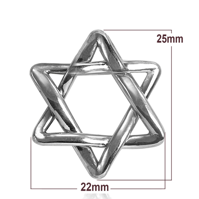 Jewish Star of David Pendant in Platinum 22by 25mm