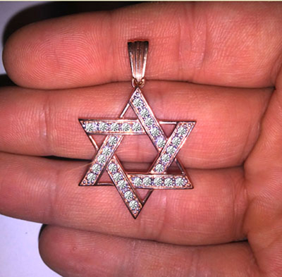 Lab Grown Diamond Star of David Pendant in 14K G