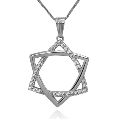 Cubic Zirconia Star of David Pendant in Silver