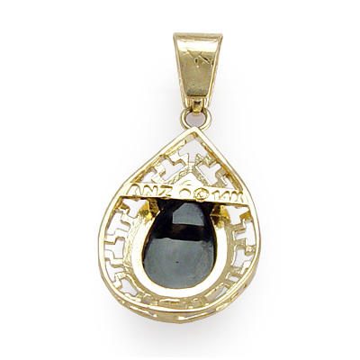 14k Gold Pear Cut Onyx Pendant