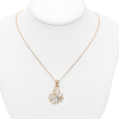 Maple Leaf Design Pendant in 14k Gold with Chain