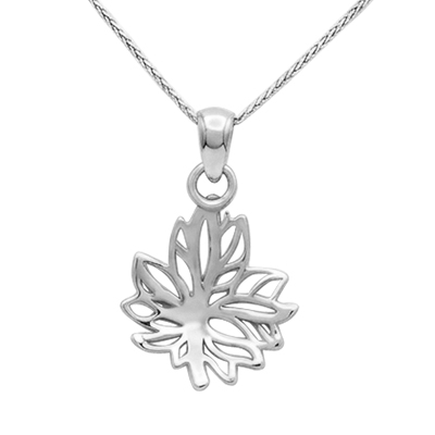 Maple Leaf Design Pendant in 14k Gold with Chain