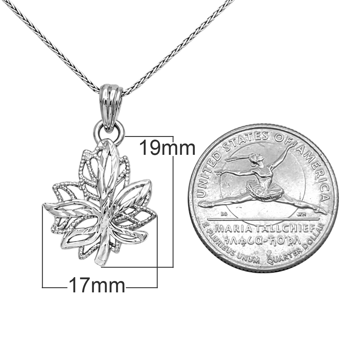 Maple Leaf Design Pendant in 14k Gold with Chain
