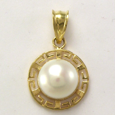 14k Yellow Gold Pendant Genuine Freshwater Pearl