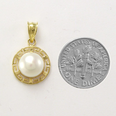 14k Yellow Gold Pendant Genuine Freshwater Pearl