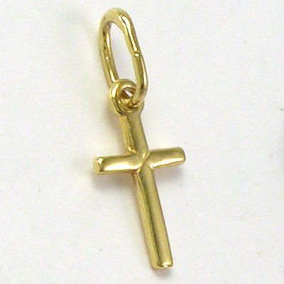 14k Solid Yellow Gold Cross Small Pendant