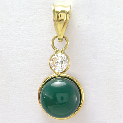 14K Yellow Gold Green onyx Pendant
