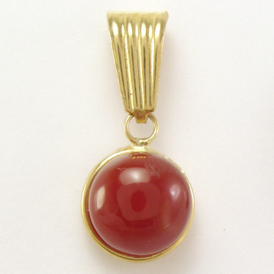 14k Gold Red Carnelian Pendant