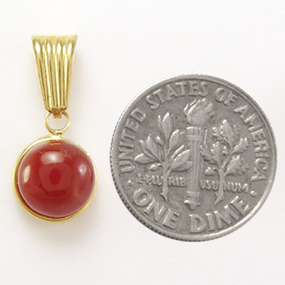 14k Gold Red Carnelian Pendant