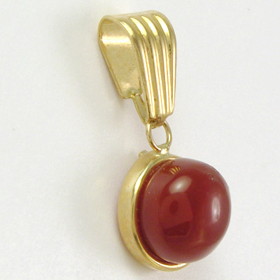 14k Gold Red Carnelian Pendant