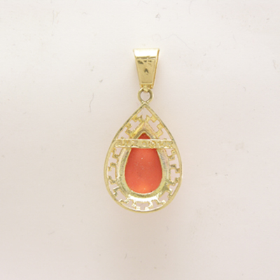 Pear Cut Coral Pendant 14k yellow gold