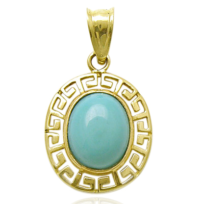 14k Solid yellow Gold Genuine Turquoise Charm