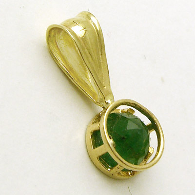 10k Solid Gold Emerald Pendant