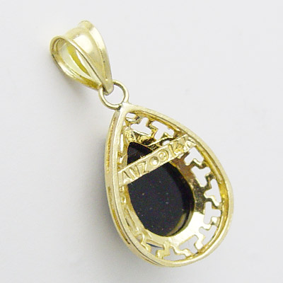 14k Gold Pear Cut Onyx Pendant