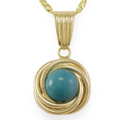 14k Gold Genuine Turquoise Pendant