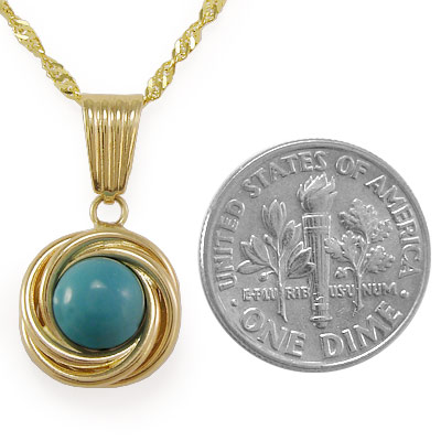 14k Gold Genuine Turquoise Pendant