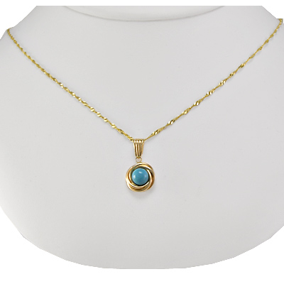 14k Gold Genuine Turquoise Pendant