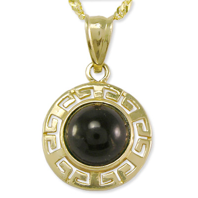 14k Yellow Gold Black Onyx Necklace Pendant