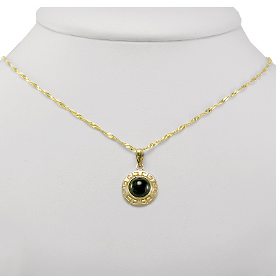 14k Yellow Gold Black Onyx Necklace Pendant