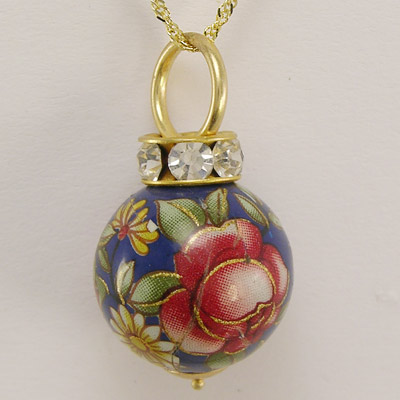 14k Gold Swarovski Flower Bead Pendant