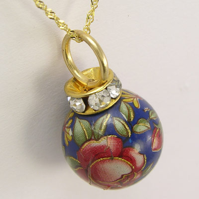 14k Gold Swarovski Flower Bead Pendant