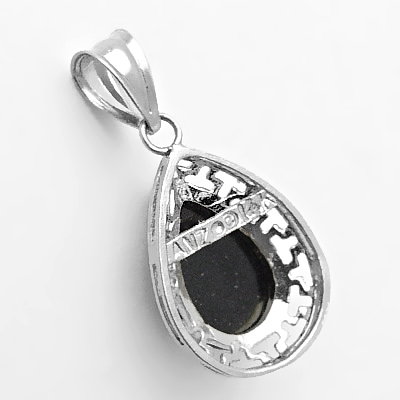 14k Gold Pear Shiny Cut Onyx Pendant