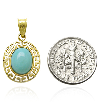 14k Solid Gold Turquoise Charm